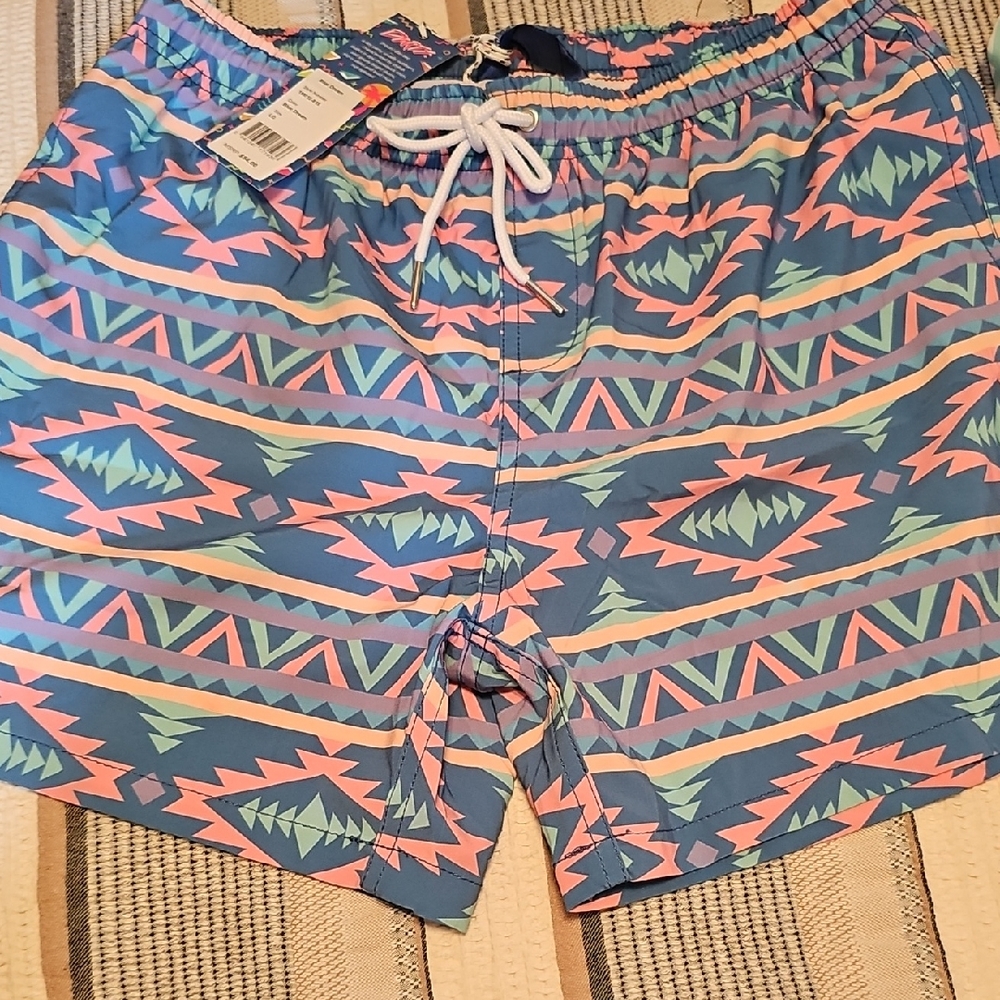 Vibrant Geometric Men's Swim Trunks